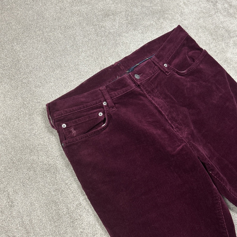 Polo Ralph Lauren Pants Mens 38 Maroon Varick Slim Straight Corduroy Chino 38x32 - Picture 3 of 10